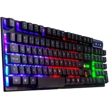 Imagem de Kit Teclado e Mouse Gamer Semi Mecânico, LED RGB, KA-5890, Preto, Compatível com Windows