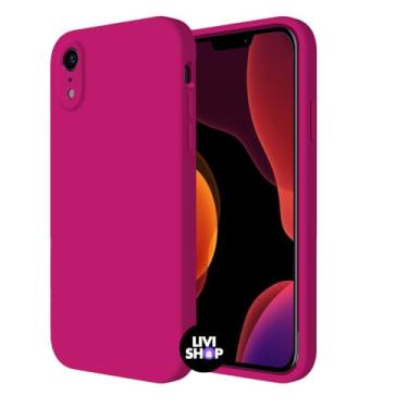 Imagem de Capa Case Capinha Para iPhone XR Silicone Com Bordas Elevadas Aveludada Forro Premium (ROSA NEON)