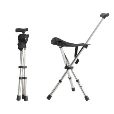 Imagem de King Mills Banquetas leves e portáteis para adultos, resistente, cadeira de caminhada ajustável para adultos, assento de bengala antiderrapante, assento dobrável 113 kg acima ideal para acampamento e