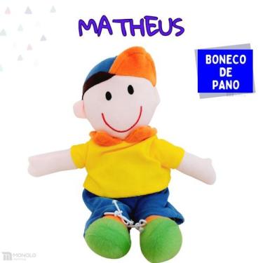 Imagem de Boneco Pano Infantil Pelúcia Menino Matheus Antialérgico e Lavável - M