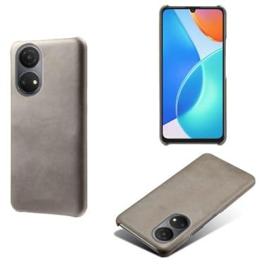 Imagem de Capa para Honor X7,Proteção contra quedas,Casca de volta de cor sólida simples,Design de couro de imitação de plástico-Gray