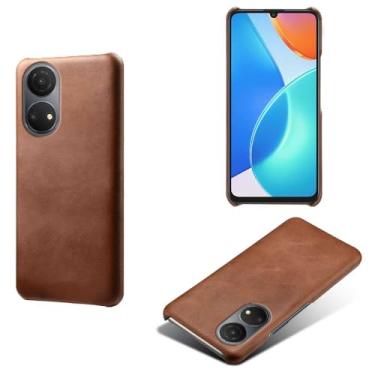 Imagem de Capa para Honor X7,Proteção contra quedas,Casca de volta de cor sólida simples,Design de couro de imitação de plástico-Brown