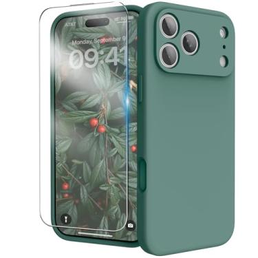 Imagem de INGIDO Capa para celular Pro Max 2025, capa de silicone líquido com proteção para câmera, capa de borracha de gel macio com forro de microfibra, capa protetora à prova de choque, 17,5 cm, verde pinho