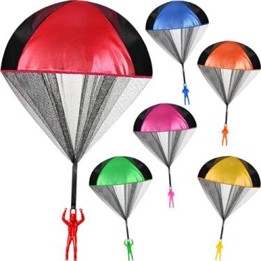 Imagem de Jishi Parachute Men for Kids - 6 Pack, Ages 3-12, Small, Unisex, Red, Orange, Yellow, Green, Blue, Pink, Black