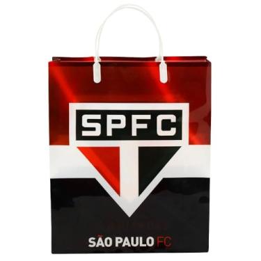 Imagem de Sacola de Presentes São Paulo FC, 33x9x27cm, Vermelho, Branco e Preto, Plástico