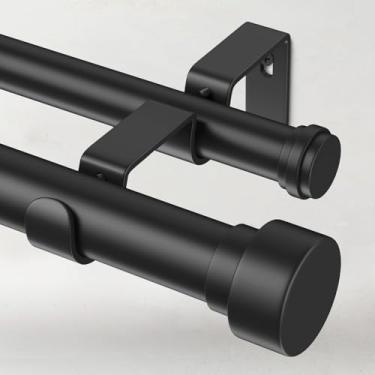 Imagem de Time Forest Varões de cortina duplos de 2,5 cm para janelas de 48 a 84 polegadas (4 a 7 pés), varão de cortina resistente ajustável com acabamento clássico, haste decorativa telescópica de estilo