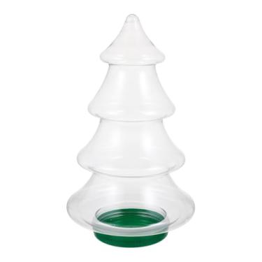 Imagem de jojofuny Pote de doces de árvore de Natal com tampa pote de biscoito para balcão de cozinha recipiente de buffet de doces frascos de plástico para buffet de doces e mesa de festa frascos de plástico transparente com tampas 3,25L