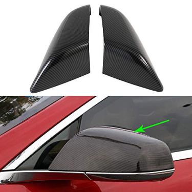 Imagem de Acabamento da capa espelhada retrovisora Oubolun para Tesla modelo S 2016-2019 ABS Imitação fibra de carbono exterior acessórios para carro (pacote com 2)