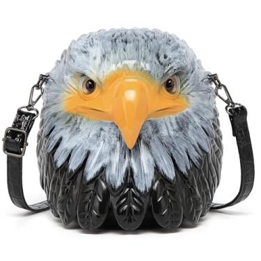 Imagem de Lyuxhetaokdiq Bolsa tiracolo masculina exclusiva e exclusiva bolsa de ombro feminina PVC estranha coruja de Halloween, 1 preto e branco