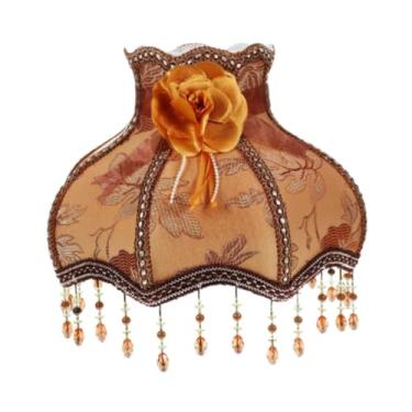 Imagem de Generic Abajur de tecido com franjas, abajur tradicional para de mesa de chão, de mesa com borla para decoração de home office, Marrom