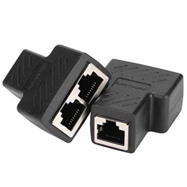 Imagem de XUXHOU Internet Splitter de Conexão Estável Rede WiFi Signal Enhancer 2pcs RJ45 Ethernet Splitter - Ideal para Compartilhar o Cabo Ethernet para a Câmera para Câmera de Vídeo - Black Abs