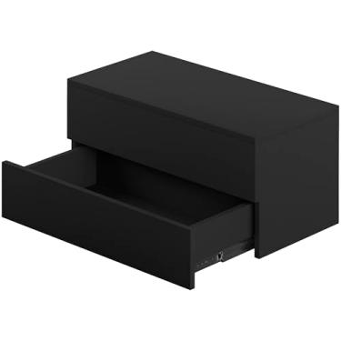 Imagem de Gaveteiro Suspenso Com 2 Gavetas 60cm Em Mdf Resistente 15mm Preto