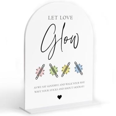 Imagem de Letreiro Let Love Glow para casamento, placa acrílica de arco branco, adereços de pista de dança de casamento, decoração de chá de panela, decoração de festa de noivado, decoração de mesa de centro de