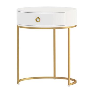 Imagem de YAYA2021-SHOP Mesa de penteadeira moderna mini penteadeira redonda de metal pernas de maquiagem de luxo penteadeira sem espelhos e bancos penteadeira (cor: branco, tamanho: 60 cm)