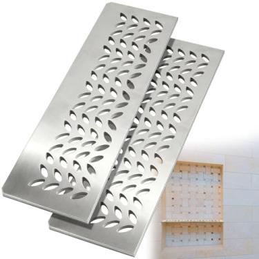 Imagem de Teenyyou 2 peças de prateleira retangular de nicho de chuveiro de alumínio, prata, 4 mm de espessura, design de pétala, acabamento prateado fosco para nichos pré-fabricados de 30,5 cm, serve para