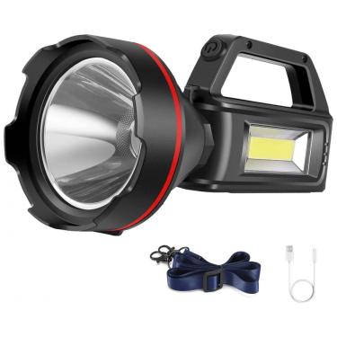 Imagem de Lanterna LED Recarregável, 16 Horas de Ação e Carregamento USB, SUNPRO, Preta