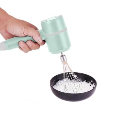 Imagem de Batedor Elétrico De Ovos Portátil Mixer De Mão Recarregável Inox Para Cozinha Rápida E Prática (VERDE)