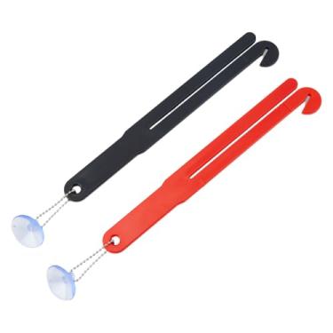 Imagem de DICOSMETIC 2 peças de cortador de saco de alimentos de plástico com lâmina de aço inoxidável e espremedor para cozinhas, com corrente de ferro e ventosa (cor: vermelho + preto)