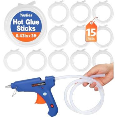 Imagem de 15 rolos de bastões de cola quente, cada um tamanho completo de 3 pés de comprimento x 1 cm de diâmetro de bastões de cola para pistola de cola, amplamente utilizado em madeira, metal, vidro, plástico