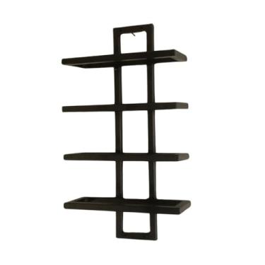 Imagem de Adega De Parede Suspensa Em Ferro Preto | Design Industrial Resistente | Suporte Para Garrafas De Vinho E Destilados | Ideal Para DecoraçãO De Interiores