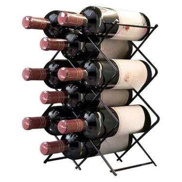 Imagem de Suporte Vertical Para Garrafa De Vinho | Porta Vinho Decorativo Em AçO Preto | Ideal Para Exibir Seu Vinho Em Adega Ou Estante