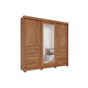 Imagem de Guarda Roupa Casal 3 Portas De Correr (1 C- Espelho) E 6 Gavetas C- Pés Cecilia Cinamomo - Panan