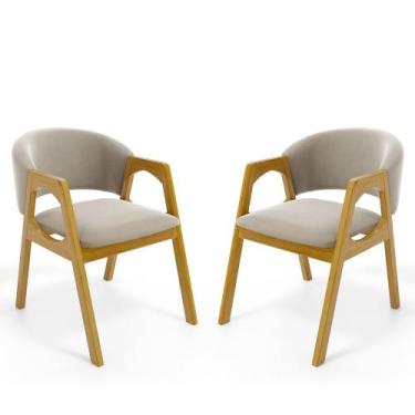 Imagem de Kit Com 2 Cadeiras Agatha Madeira Maciça Estofada Para Mesa De jantar 