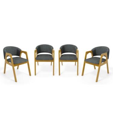 Imagem de Kit Com 4 Cadeiras Agatha Madeira Maciça Estofada Para Mesa De jantar 