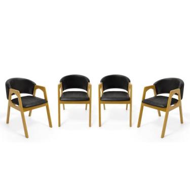 Imagem de Kit Com 4 Cadeiras Agatha Madeira Maciça Estofada Para Mesa De jantar 