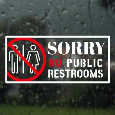 Imagem de 6 peças de placas de banheiro sem público, 21 x 10 cm, adesivo de vinil à prova d 'água Sorry No Banheiro Sinais para Janela de Negócios Sinal de Aviso Decalque