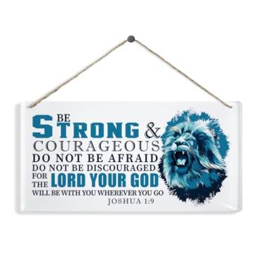 Imagem de Placa acrílica cristã, placa Be Strong & Courageous, placas de Joshua 1:9, placas decorativas de acrílico pendurado, arte de parede de versículo da Bíblia, decoração de igreja religiosa, decoração de