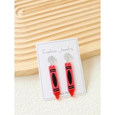 Imagem de Conjunto de brincos femininos Teacher Appreciation Pencil e Apple Jewelry