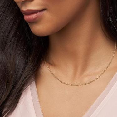 Imagem de Colar feminino banhado a ouro 14K, banhado a ouro 14K, corrente de cobra banhada a ouro, gargantilha feminina 1,6 mm/2 mm (L) 38 cm/45,7 cm + 5 cm (C), 15-17inches, Cobre, Sem Pedra Preciosa