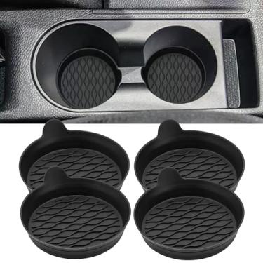 Imagem de Porta-copos de silicone para carro, pacote com 4 porta-copos antiderrapantes para acessórios de interior de carro, preto
