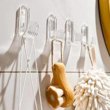 Imagem de 10 ganchos adesivos para pendurar ganchos de parede resistentes, ganchos autoadesivos de toalha, ganchos transparentes à prova d'água para banheiro, chuveiro, chaves de cozinha, porta ao ar livre