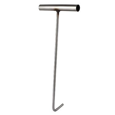 Imagem de MUSISALY Gancho de tampa de bueiro em forma de T de aço inoxidável ferramenta de elevação resistente para acesso ao esgoto e fácil de usar para portas de enrolar e grades de drenagem