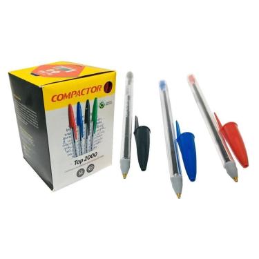 Imagem de 50 Canetas Esferográficas Compactor | Azul/Preta/Vermelha