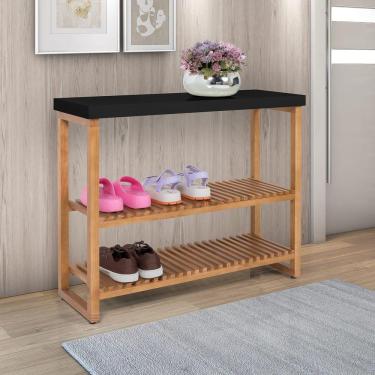 Imagem de Aparador Balcão Gold Tampo MDF 25mm Maciço Pés Madeira Preto