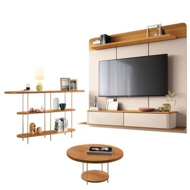 Imagem de Home Suspenso Galax Cinamomo Off White E Aparador Infinity E Mesa De Centro Sky Cinamomo- Hb Móveis