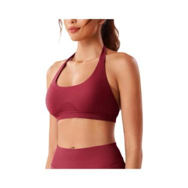 Imagem de Top De Ginástica Sem Costura Para Mulheres, Sutiã Esportivo Sem Costas
