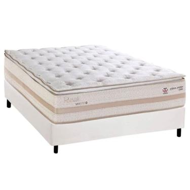 Imagem de Conjunto Box Casal: Colchão Molas Herval Maxspring Real + Base Crc Corano White (138x188)