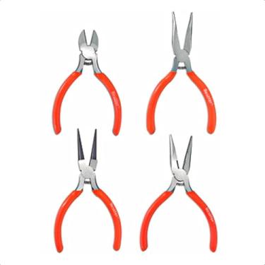 Imagem de Jogo de 4 Mini Alicates 4,5” – Aço Carbono Polido com Cabos Antideslizantes para Trabalhos de Precisão