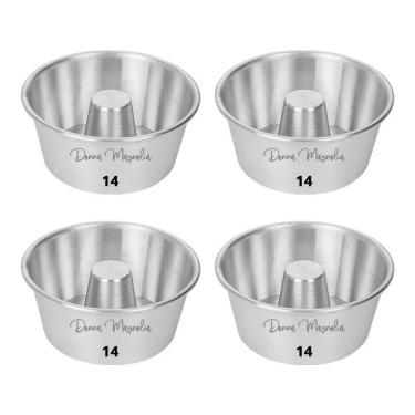 Imagem de 2X Kit 4 Forma Assadeira Bolo Pudim Redonda C/Tubo N 14 E9