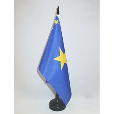 Imagem de Bandeira de mesa da República do Congo-Leopoldville 12.6 cm x 20.3 cm - Bandeira de mesa congolesa 21 x 14 cm - Bastão e base de plástico preto - AZ FLAG