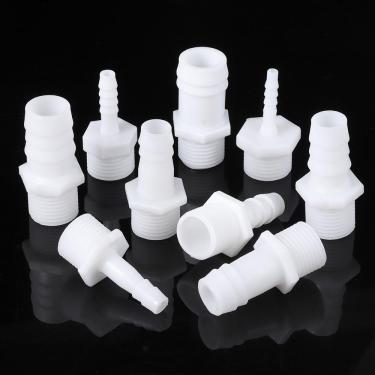 Imagem de Acoplador de irrigação por gotejamento de plástico 10 peças 1/5.1 cm conector de mangueira de farpa de rosca para tubo de identificação (14 mm)