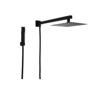 Imagem de Ducha Inox 304 20 cm Preta c/ Desviador e Ducha de Mão ABS - AMG Metai