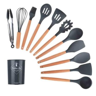Imagem de Utensílio Cozinha Silicone Espátulas, Colheres Kit 12 Peças