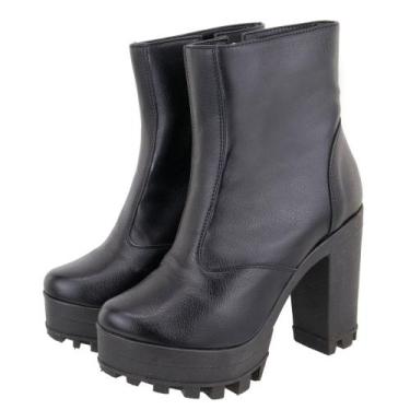 Imagem de Bota Coturno Feminino Salto Bloco Alto Tratorado Bota Casual - FLOR DA