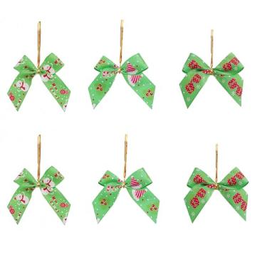 Imagem de Cielary 30 peças de arcos verdes de Natal decorações de árvore de Natal mini laços decorativos para guirlanda de Natal, enfeites de embrulho de presente (6,9 cm x 7,9 cm)