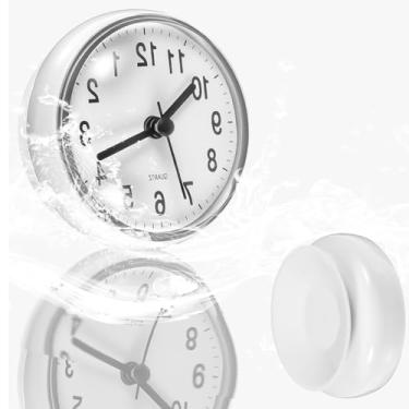 Imagem de Relógio de chuveiro impermeável, temporizador de chuveiro com design de ventosa forte, relógios de banheiro brancos para casa de banho, banheiros, cozinhas, hotéis, relógio de parede de banheiro de